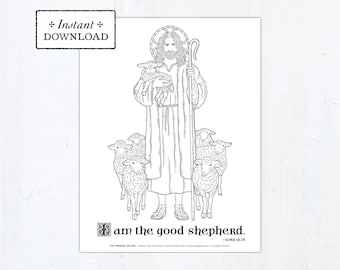 Good Shepherd Sunday Simple Printable Coloring Page (PDF) Jesus the Good Shepherd