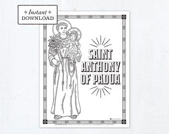 Saint Anthony of Padua Coloring Page: Catholic Saints (PDF Digital Download)