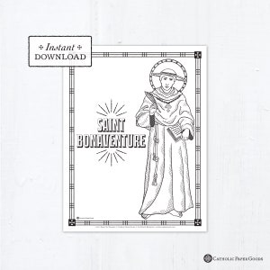 Catholic Coloring Page - Saint Bonaventure - Catholic Saints - Printable Coloring Page - Digital - PDF