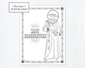 Catholic Coloring Page - Saint Bonaventure - Catholic Saints - Printable Coloring Page - Digital - PDF