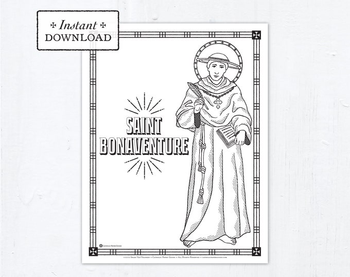 Catholic Coloring Page - Saint Bonaventure - Catholic Saints - Printable Coloring Page - Digital - PDF