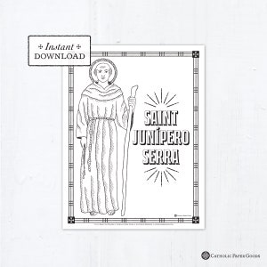 Catholic Coloring Page - Saint Junípero Serra - Catholic Saints - Printable Coloring Page - Digital - PDF