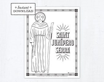 Catholic Coloring Page - Saint Junípero Serra - Catholic Saints - Printable Coloring Page - Digital - PDF