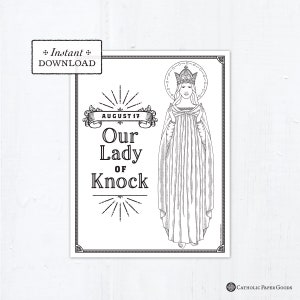 Catholic Coloring Page, Our Lady of Knock, Catholic Marian Coloring Page, Printable Coloring Page, Digital Coloring Page, PDF