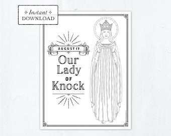 Catholic Coloring Page, Our Lady of Knock, Catholic Marian Coloring Page, Printable Coloring Page, Digital Coloring Page, PDF