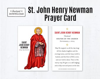 St. John Henry Newman Prayer Cards, Printable Prayer Cards, Catholic Prayer Cards, Doctor of the Church