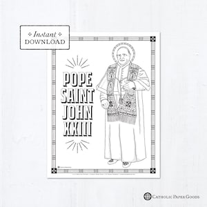 Catholic Coloring Page - Pope Saint John XXIII - Catholic Saints - Printable Coloring Page - Digital - PDF