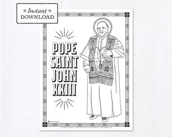 Catholic Coloring Page - Pope Saint John XXIII - Catholic Saints - Printable Coloring Page - Digital - PDF