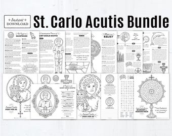 Saint Carlo Acutis Activity Bundle | Catholic Printables for Kids | Coloring Pages, Worksheets, Games & Feast Day Crafts