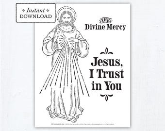 Divine Mercy Printable Coloring Page: Jesus, I Trust in You (PDF)