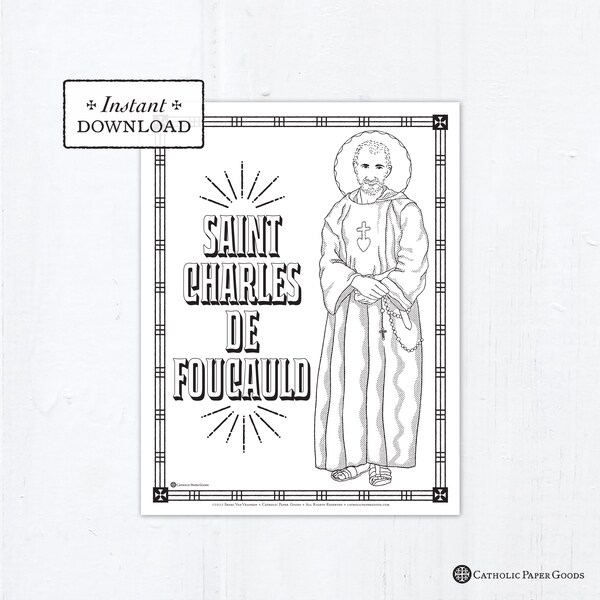 Saint Charles de Foucauld Coloring Page: Catholic Saints (PDF Digital Download)