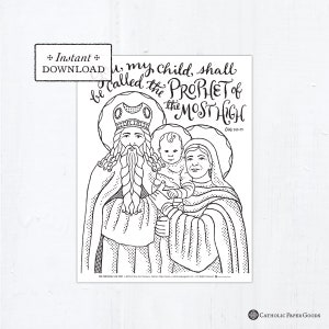The Nativity of Saint John the Baptist Catholic Coloring Page, Catholic Saints, Printable Coloring Page, St John the Baptist