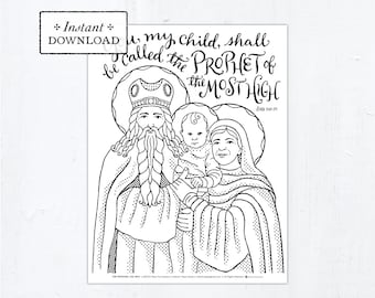 The Nativity of Saint John the Baptist Catholic Coloring Page, Catholic Saints, Printable Coloring Page, St John the Baptist