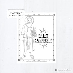 Catholic Coloring Page - Saint Barnabas - Catholic Saints - Printable Coloring Page - Digital - PDF