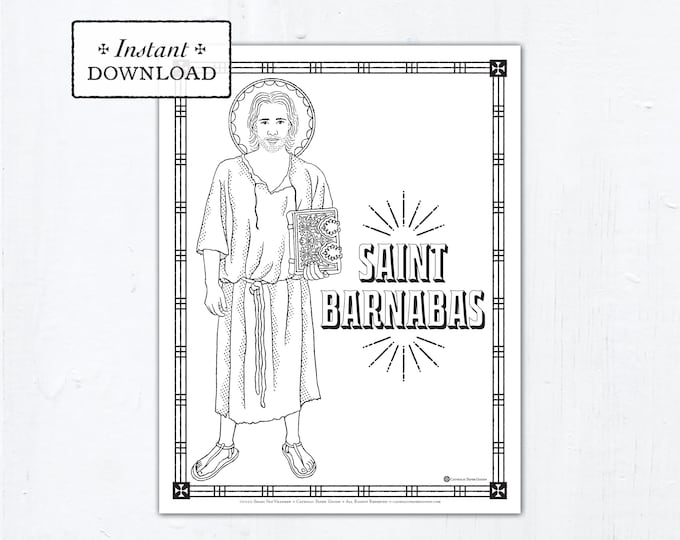 Catholic Coloring Page - Saint Barnabas - Catholic Saints - Printable Coloring Page - Digital - PDF