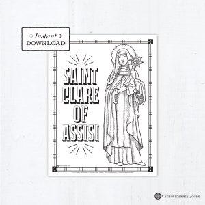 Catholic Coloring Page - Saint Clare of Assisi - Catholic Saints - Printable Coloring Page - Digital - PDF