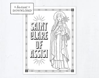 Catholic Coloring Page - Saint Clare of Assisi - Catholic Saints - Printable Coloring Page - Digital - PDF