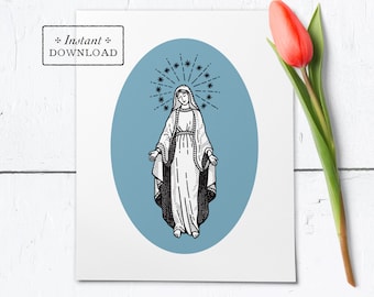 Mary Frameable Art Print - Instant Download - DIY Downloadable PDF 8"x10"