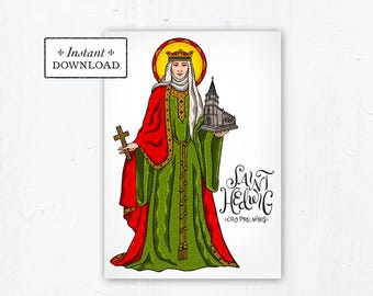 Saint Hedwig Card, Art Print, Instant Download, DIY Downloadable PDF 5"x7" Catholic Saint Printable Confirmation Gift St Hedwig