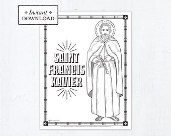 Catholic Coloring Page - Saint Francis Xavier - Catholic Saints - Printable Coloring Page - Digital - PDF