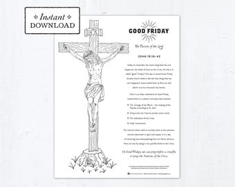 Good Friday Catholic Coloring Page The Crucifixion, Jesus, Printable Coloring Page, PDF Catholic Good Friday Coloring Page Holy Week
