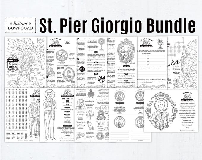 Featured listing image: Saint Pier Giorgio Activity Bundle | Catholic Printables for Kids | Coloring Pages, Worksheets, Crafts, Homeschool & Classroom Resources