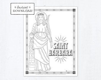 Catholic Coloring Page - Saint Barbara - Catholic Saints - Printable Coloring Page - Digital - PDF