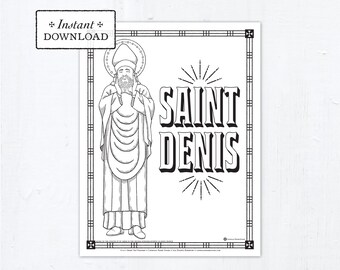 Catholic Coloring Page, Saint Denis Coloring Page, Catholic Saints, Printable Coloring Page, Digital Coloring Page, PDF