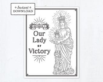 Our Lady of Victory, Our Lady of the Rosary Coloring Page: Catholic Marian Art (PDF)