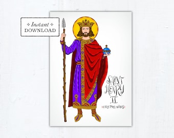 St. Henry II Card, Catholic Greeting Card, Catholic Saint, Art Print, Instant Download, Printable PDF 5x7, Confirmation Gift, Henry II