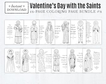 Catholic Saints Valentine's Day Coloring Pages Set 2: Printable Party Activity (PDF)
