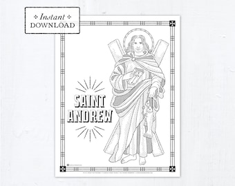 Catholic Coloring Page - Saint Andrew - Catholic Saints - Printable Coloring Page - Digital - PDF