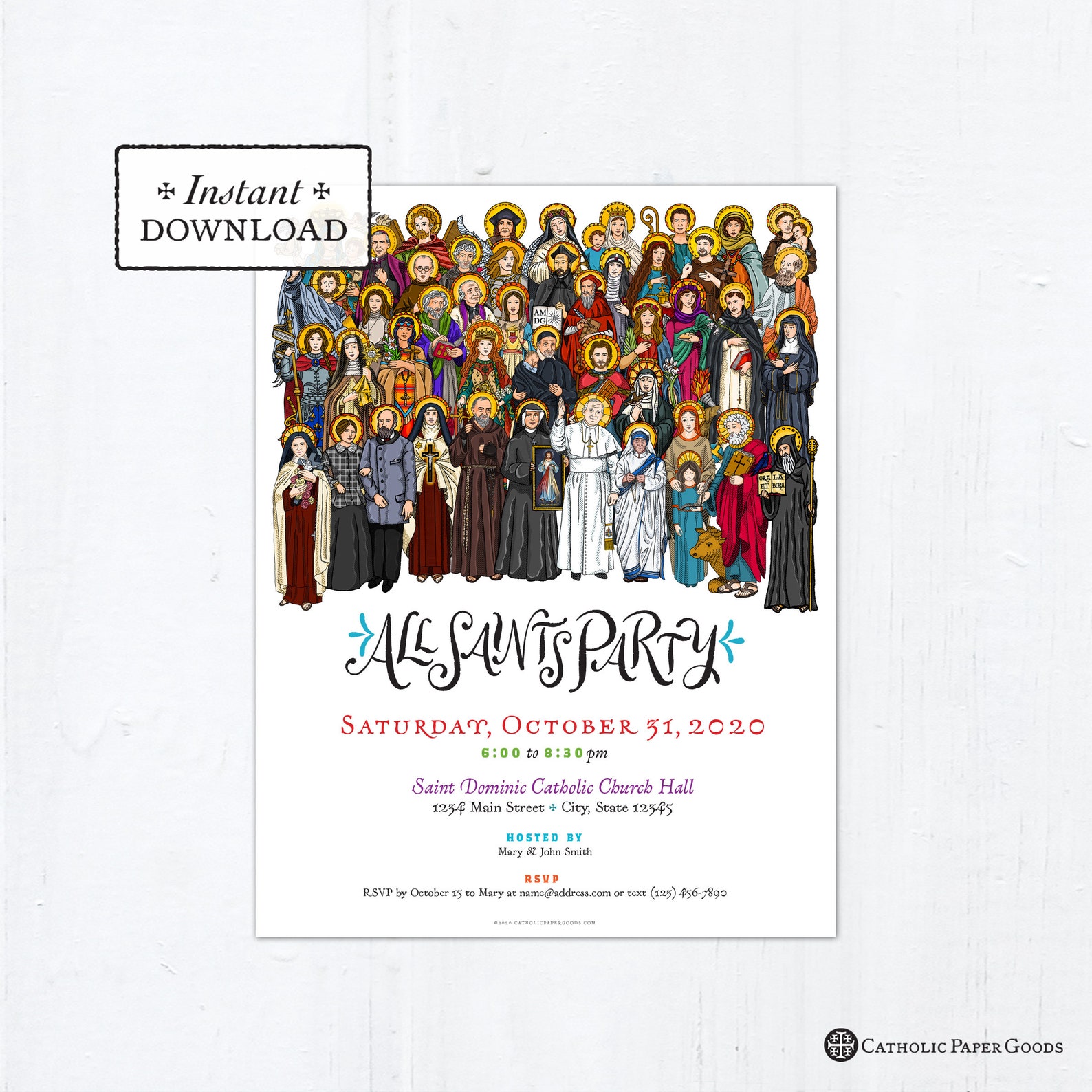 All Saints Day Party Invitation Flyer Customizable Template Etsy