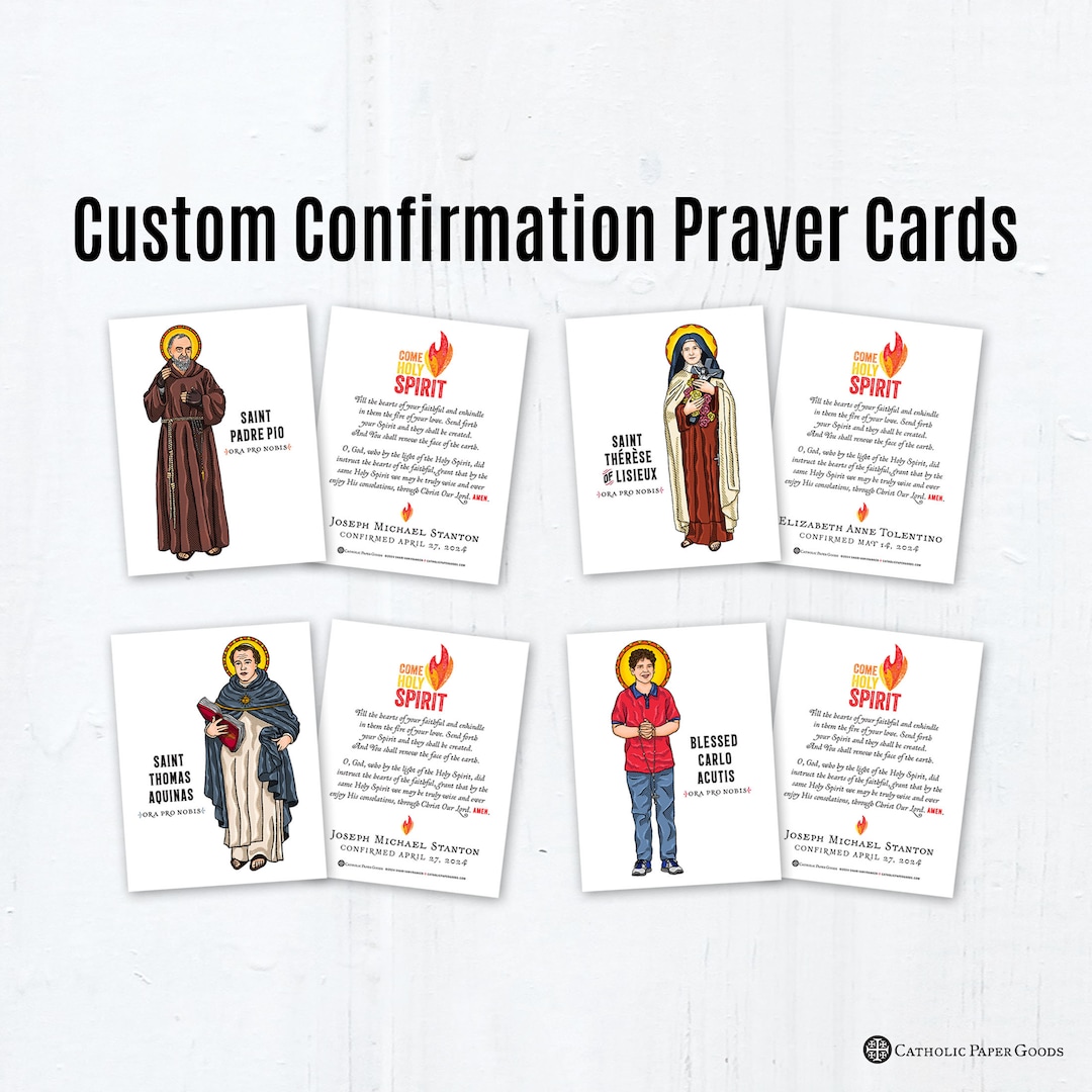 Catholic Confirmation Prayer Cards, Printable Template PDF 4.25"x5.5 ...