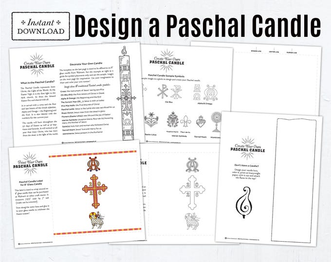 Featured listing image: Design Your Own Paschal Candle, Printable Templates (PDF), Catholic Easter Vigil Activity