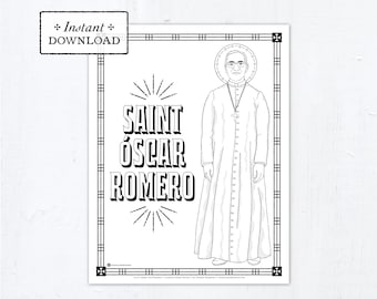 Catholic Coloring Page - Saint Oscar Romero - Catholic Saints - Printable Coloring Page - Digital - PDF