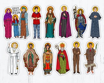 3" Sticker Catholic Saints: Dymphna Joan of Arc Kateri JPII Fulton Sheen Juan Diego John Bosco Nicholas Pier Giorgio Anne Joachim Carlo