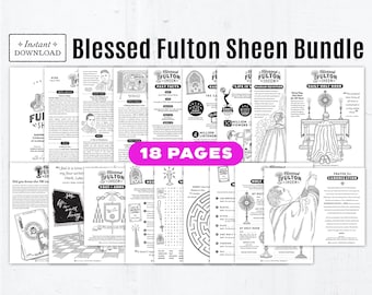 Blessed Fulton Sheen Activity Bundle: 18-Page Catholic Kids Printable Games Biographical Info (Digital Download)