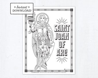 Catholic Coloring Page - Saint Joan of Arc - Catholic Saints - Printable Coloring Page - Digital - PDF