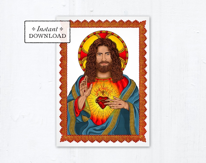 Featured listing image: Sacred Heart of Jesus Prayer Card: Printable Art & Greeting (PDF)