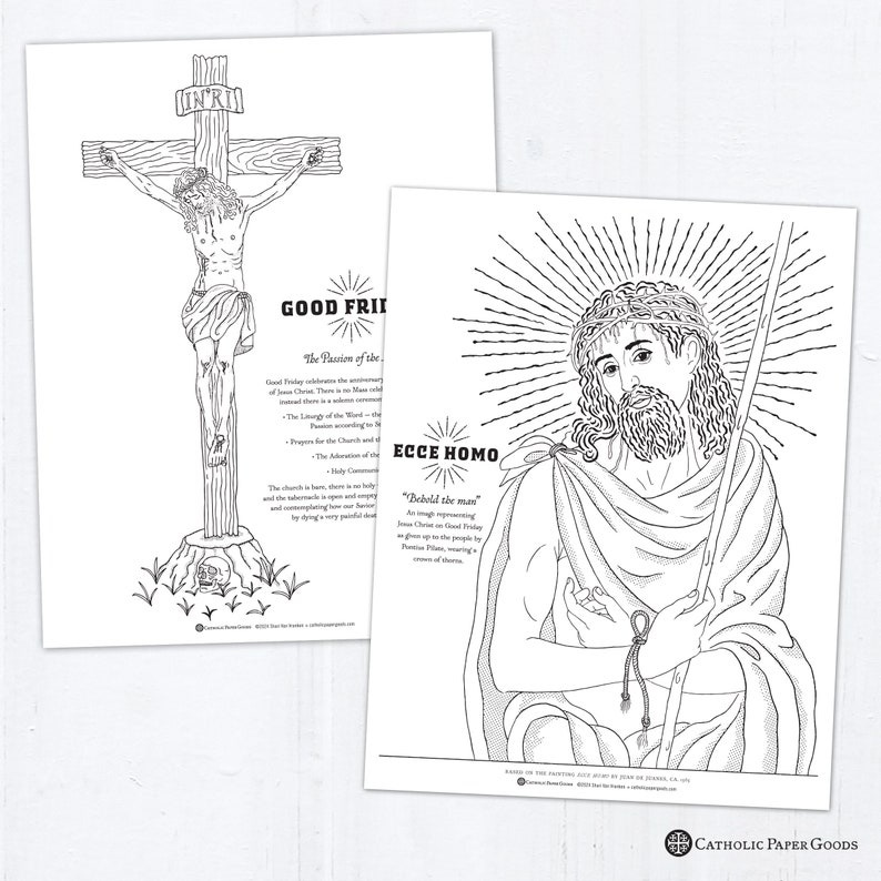 Holy Week Coloring Pages, Bundle of 11, Printable Palm Sunday Spy Wednesday Holy Thursday Good Friday Holy Saturday Easter Coloring Pages image 5