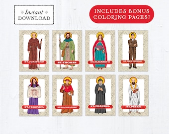 Catholic Saint Trading Cards: July Set #2 + Coloring Pages (Printable PDF)