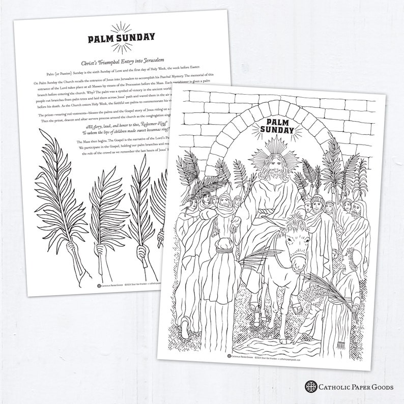 Holy Week Coloring Pages, Bundle of 11, Printable Palm Sunday Spy Wednesday Holy Thursday Good Friday Holy Saturday Easter Coloring Pages image 2