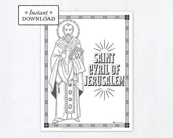 Catholic Coloring Page - Saint Cyril of Jerusalem - Catholic Saints - Printable Coloring Page - Digital - PDF
