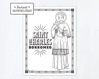 Catholic Coloring Page - Saint Charles Borromeo - Catholic Saints - Printable Coloring Page - Digital - PDF