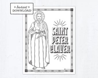 Catholic Coloring Page - Saint Peter Claver - Catholic Saints - Printable Coloring Page - Digital - PDF