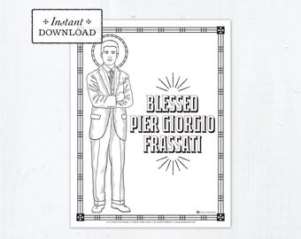 Catholic Coloring Page - Blessed Pier Giorgio Frassati - Catholic Saints - Printable Coloring Page - Digital - PDF