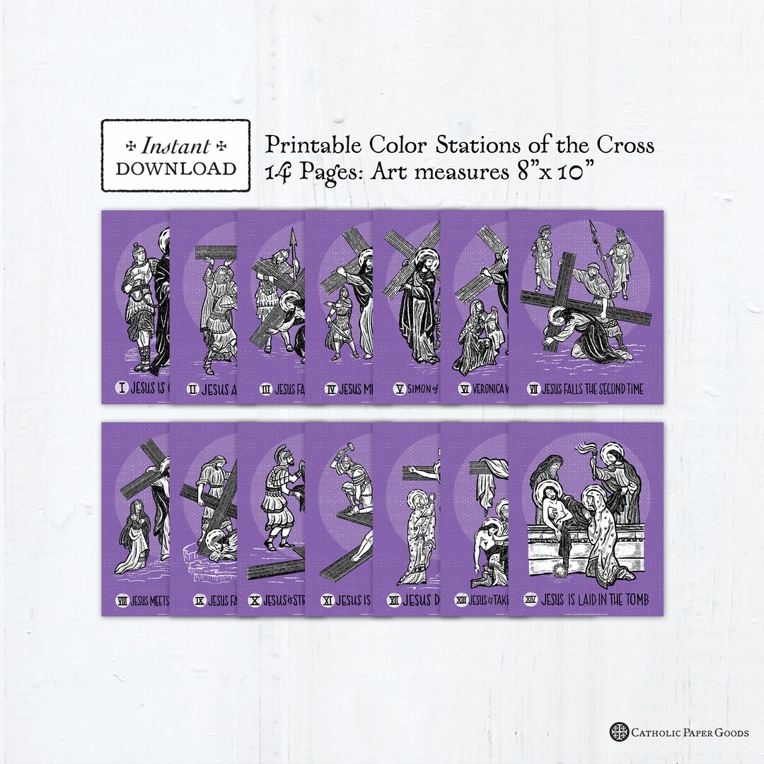Stations of the Cross 8x10 Color Art Prints, Printable Catholic Art ...