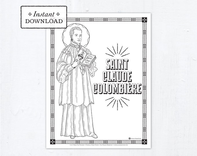 Catholic Coloring Page - Saint Claude Colombiere - Catholic Saints - Printable Coloring Page - Digital - PDF St Claude Colombière