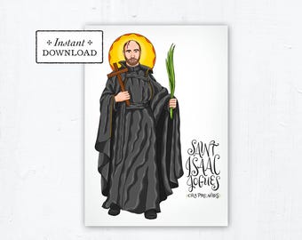 Saint Isaac Jogues Card, Art Print, Instant Download, DIY Downloadable PDF 5"x7" Catholic Saint Printable Confirmation Gift St Isaac Jogues